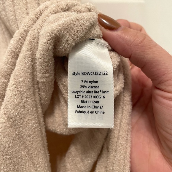 Barefoot Dreams CozyChic Ultra Lite Rib Square Neck Midi Dress - Bisque (M) - Picture 10 of 11